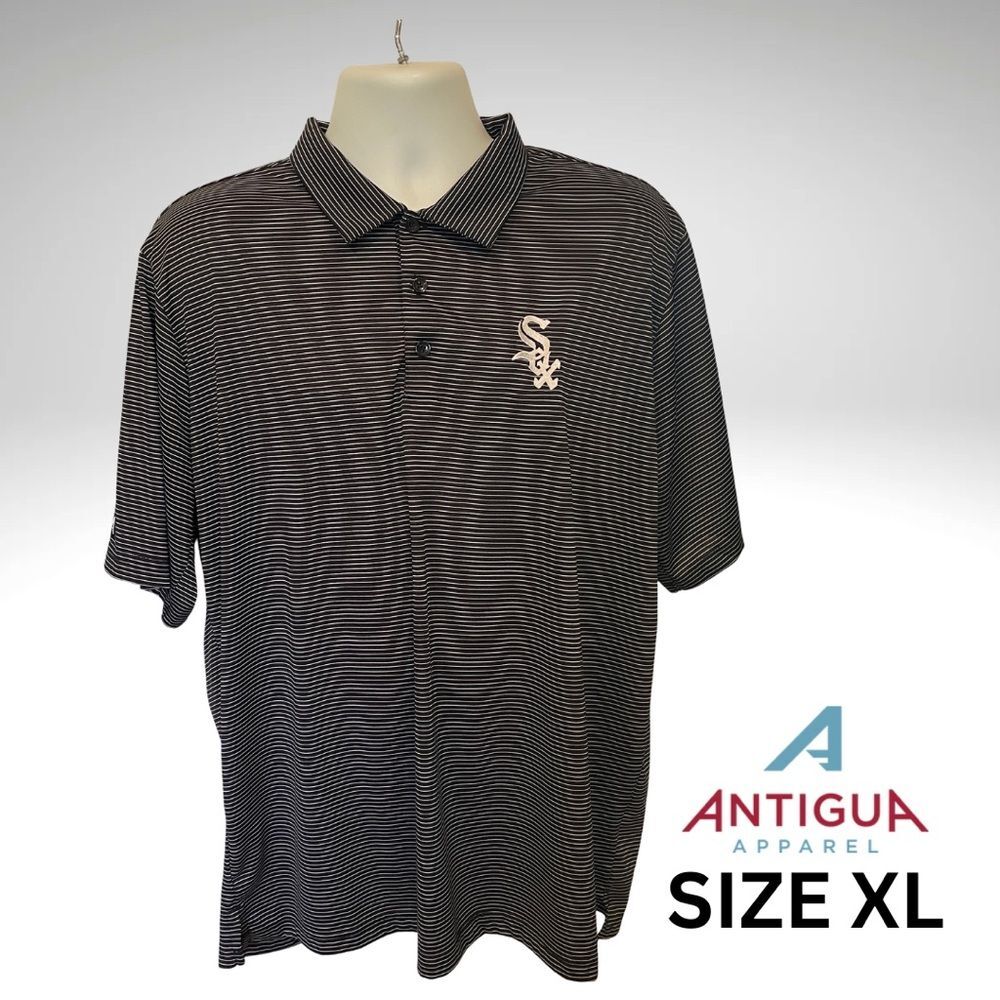Antigua Men's Black and White Polo Striped. size XL NWOT